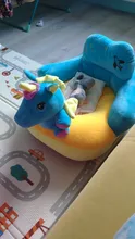 Funda de asiento de sofá para aprender a sentarse para bebé, asiento de apoyo de felpa de dibujos animados, aprender a sentarse, juguetes de peluche para bebé de 0 a 3 M (sin relleno)