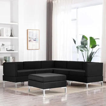 

6 pcs Black fabric sofa Set sofa