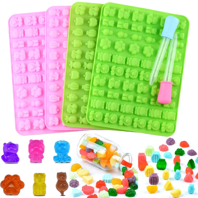 66/60 Cavity Fruit Animals Silicone Gummy Mold Candy Chocolate Jelly Ice  Cube Pralines Caramels Molds DIY Cake Decorating Tools - AliExpress