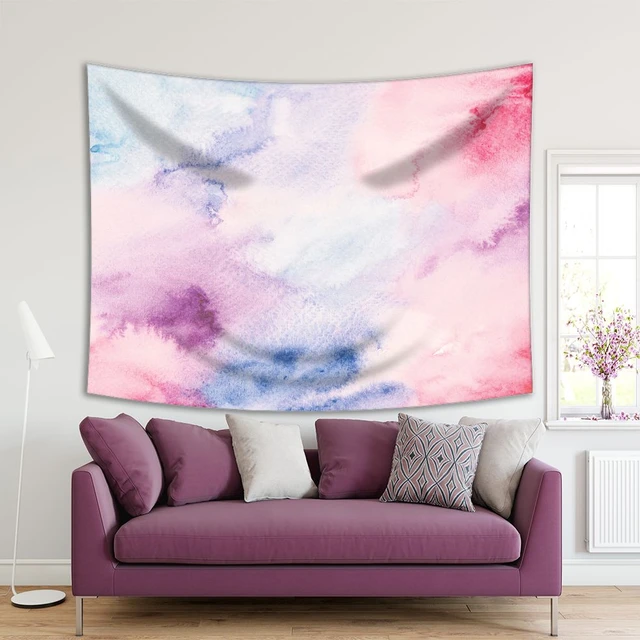 Tapestry Watercolor Painting Colorful Splashing on Paper Abstract Clouds  Crearive Art Pink Blue Purple - AliExpress
