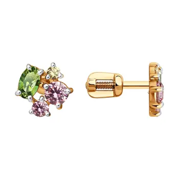 

Sokolov drop earrings with stones in gold with Swarovski Crystals cubic zirconia, fashion jewelry, 585, women's male, long earrings