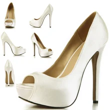 

High Heel Women Pumps Stiletto Sexy Brdials Wedding Dress Party Peep Toe Shallow Thin Heel Platform Fashion Lady Shoes 3463b-h