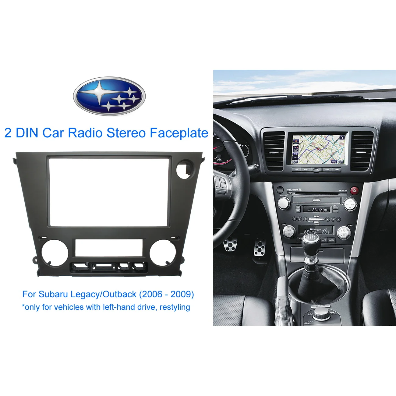 2 Din Car Radio Stereo Faceplate For Subaru Legacy/outback 2006 2009