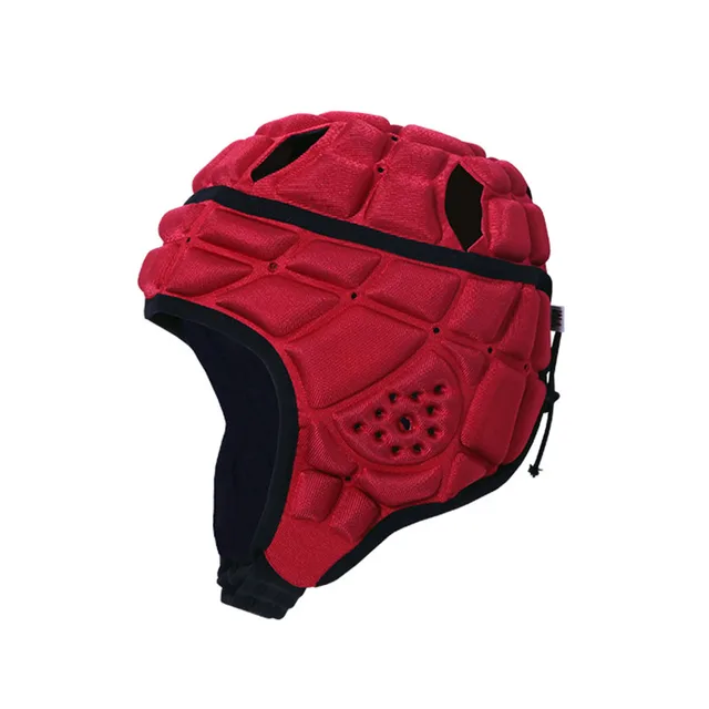 Rugby Helmet Headguard Headgear for Soccer Scrum Cap Head Protector Soft Protective Helmet for Kids Youth Football Visor red