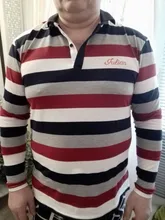 TFETTERS-Camiseta de manga larga para hombre, camisa con estampado de letras a rayas, cuello vuelto, M - 5XL talla grande, otoño