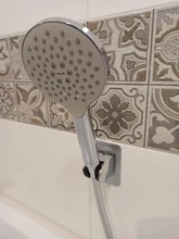 Soporte de cabezal de ducha ajustable, autoadhesivo, de mano, sin taladro, sin perforación, cromado, soporte de montaje en pared