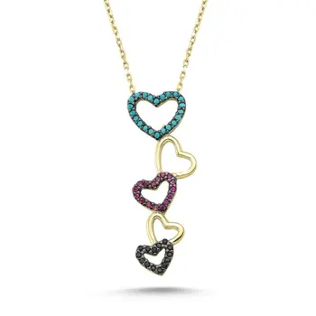 

Angemiel 925 Sterling Silver Zircon Heart Necklace-Gold Plated