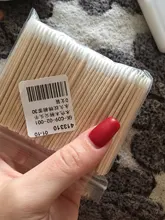 300 Uds mango corto de madera pequeño señaló cabezal con punta hisopo de algodón cejas tatuaje belleza maquillaje Color de uñas de costura dedicado sucio recoger