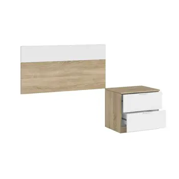 

Testata Letto e comodino cameretta camera bambini ragazzi bianco legno rovere