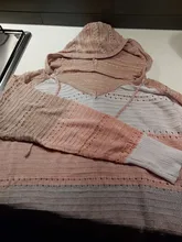 Sudaderas con capucha de manga larga para mujer, suéter de punto con cuello en V, informal, holgado, a rayas, 2020