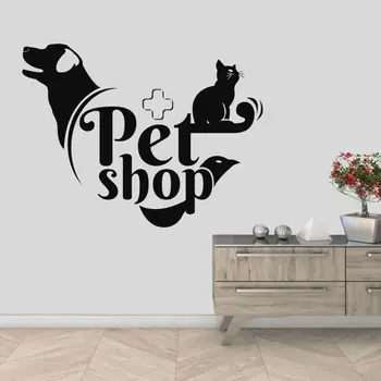 

Pet Shop Dog And Cat Vector Wall Sticker Animal Lover Decal Home And Pet Store Decoration A001891
