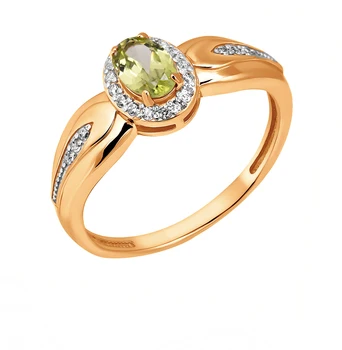 

Gold ring with хризолитом and cubic zirconia sunlight sample 585