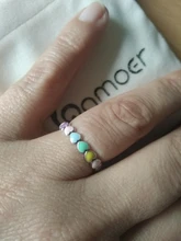 Anillos de dedo de corazón y arco iris para mujer, de bambú, plata de ley 925 auténtica, sortija de compromiso de boda, joyería