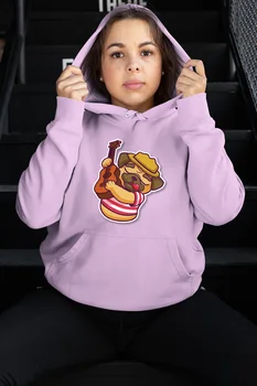 

Angemiel Wear Plays Guitar Pug Pink Women 'S Hooded Sweatshirt