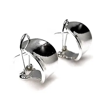 

925 sterling silver earrings m domed smooth brightness [AB2637]