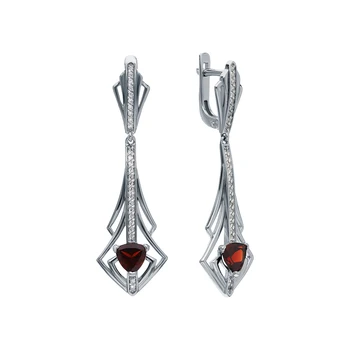 

Silver earrings with cubic zirconia and Garnet sunlight sample 925 test