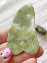 Gua Sha-Rodillo de piedra de jade para masaje facial, rodillo estiramiento piel cuello, doble cabezal, relajación de la piel, piedra de jade natural