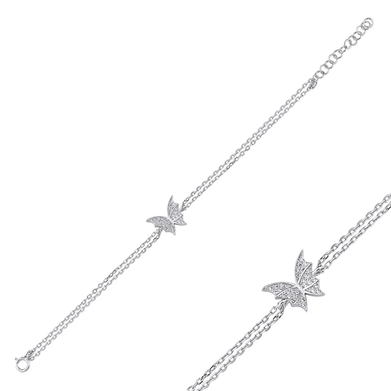 

Silver 925 Sterling Zircon Cubic Zirconia butterfly Bracelet