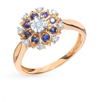 

Gold ring with sapphires and diamonds sunlight sample 585