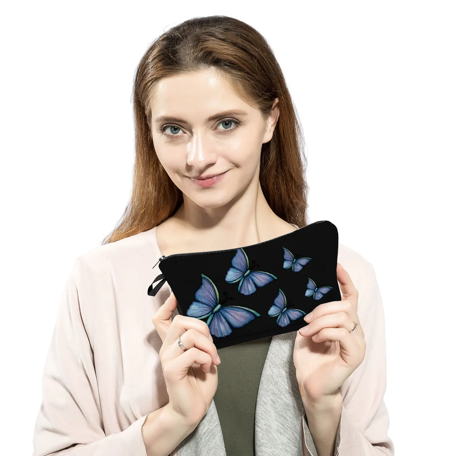 Beautiful Butterfly Printing Girl's Cosmetics Bag Women's Lipstick Storage Coin Purse Makeup Bags With Zipper Organizer Boxes 3