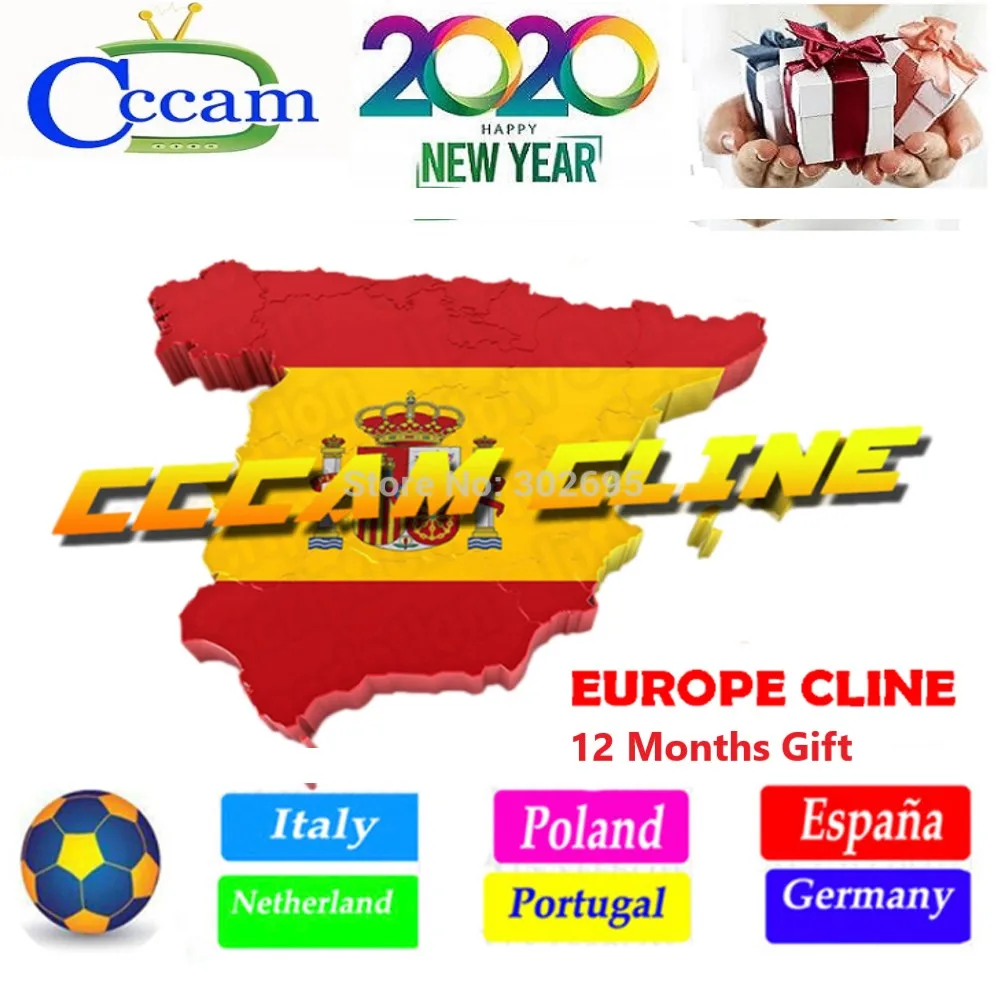 Европейский подарок Cccam Cline для 1 года Испания Польша Португалия Италия Германия 6