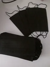 Mascarilla desechable de 3 capas, máscara facial de tela no tejida, antipolvo, con elásticos para las orejas, color negro, 10/50/100 Uds.