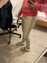 Y2K-pantalones pitillo elásticos de piel sintética para mujer, pantalón Sexy ajustado de terciopelo y cuero PU para otoño e invierno, 7172