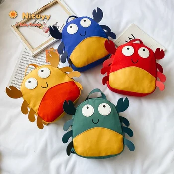 

2020 Kids Cute Cartoon Crab Shape Backpack Cartoon Animal Shape Schoolbag for Kids Boys Girls