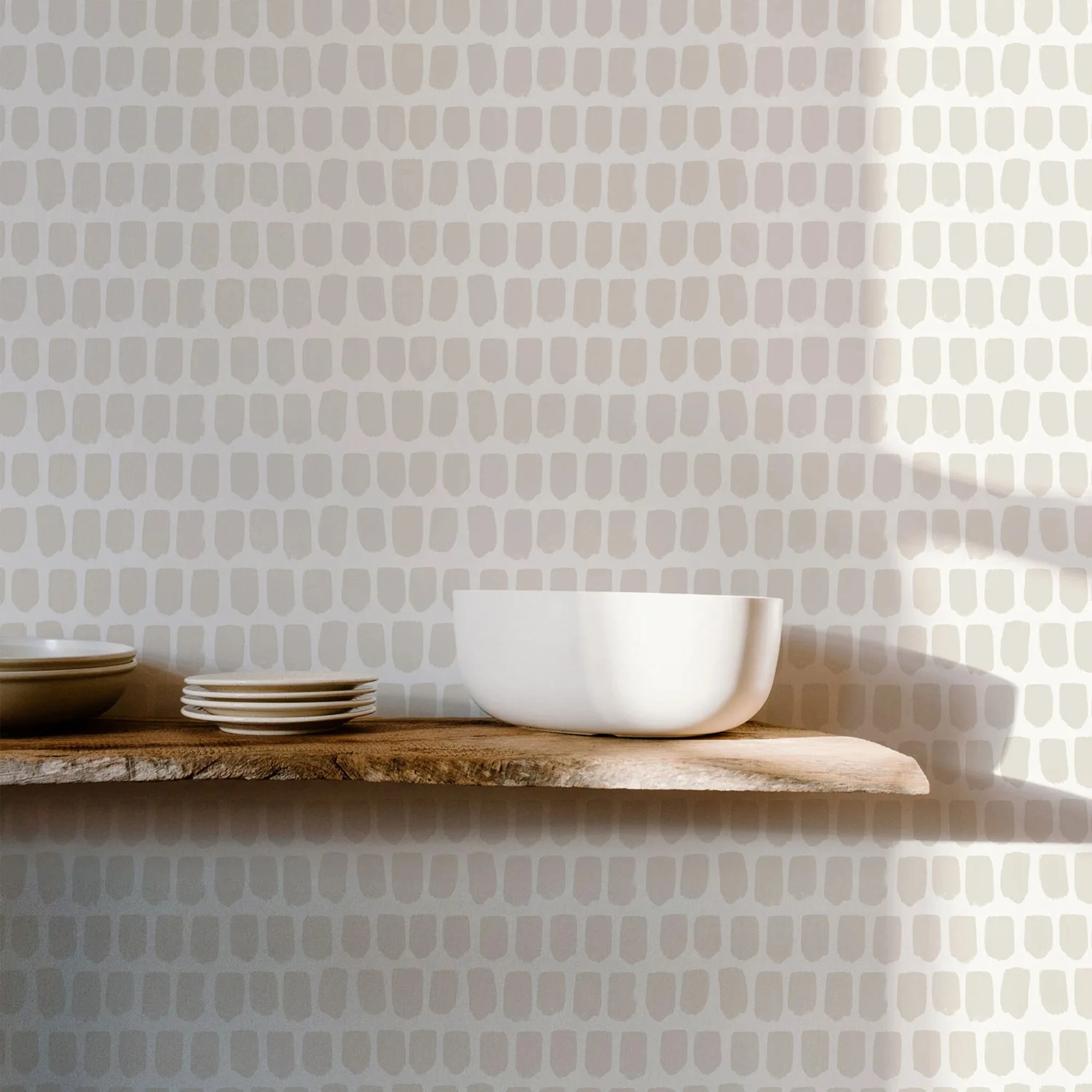 TINY BRUSH PATTERN WALLPAPER IN LINEN COLOR, Scandinavian Design, Removable Non-woven Wall Paper