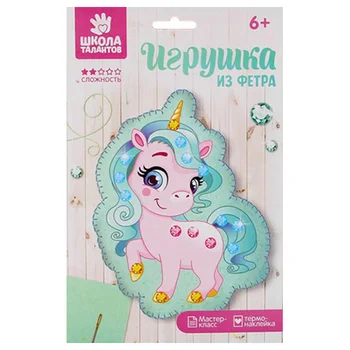

3536771 set for creativity creation of toys made of felt with thermal sticker 'единорог'