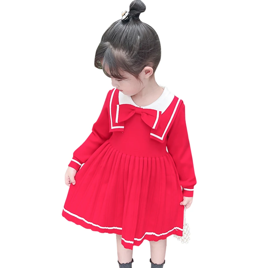 Dresses For Girls Striped Girl Sweater Dress Thick Warm Kids Knitted