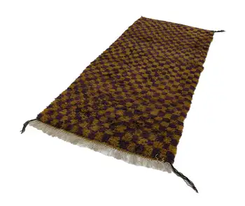 

122x281 Cm Yellow Handmade Vintage Tulu Rug-4x9 Ft