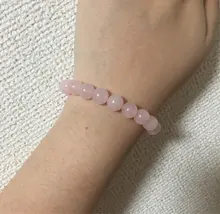 Pulsera elástica de cuarzo con piedra Natural para mujer, brazalete de color rosa en polvo, 2021