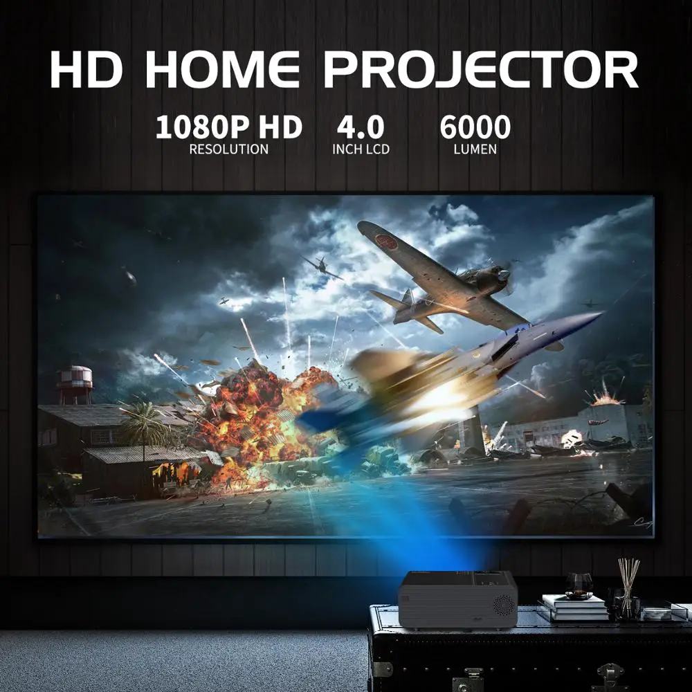 Top Buy Hshkb UNIC W10 LED 6000 Lumens projecteur 1080P Full HD HDMI WIFI film jeu écran de synchronisation Bluetooth LCD lentille projecteur Android Proyector