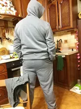 Chándal de lana de invierno para hombre, conjunto de Sudadera con capucha informal para hombre, jersey de marca de moda, traje deportivo negro