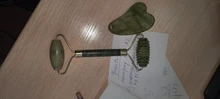 Gua Sha-Rodillo de piedra de jade para masaje facial, rodillo estiramiento piel cuello, doble cabezal, relajación de la piel, piedra de jade natural