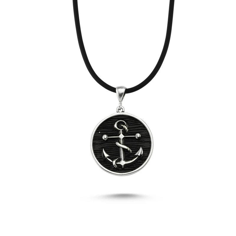 

Silver 925 Sterling With Anchor Pattern Men 'S Necklace