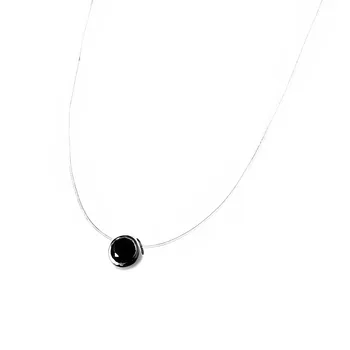 

Choker 925 Sterling silver m thread fishing line 42cm. Reason stone color black women [AC1300]
