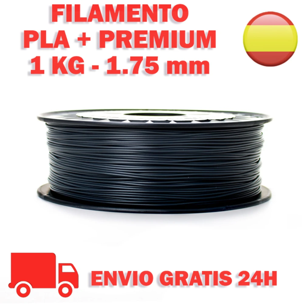 Filamento PLA + PREMIUM - 1 Kg - 1,75 mm - Negro Seda - Filex3d - Materiales Calidad Superior - Consumibles Para Impresora 3D