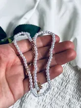 Collar con colgante de concha de amor para mujer, gargantilla de cadena de perlas Simple de 6MM de estilo Vintage, joyería de moda al por mayor