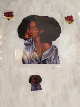 Beauty African Girl Patch Thermal Sticker On Clothes Heat Transfer DIY T-shirt Patches