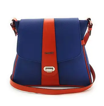 

Quality blue canvas and leather shoulder bag, adjustable handle, inner pocket, 30x26x9 cm.