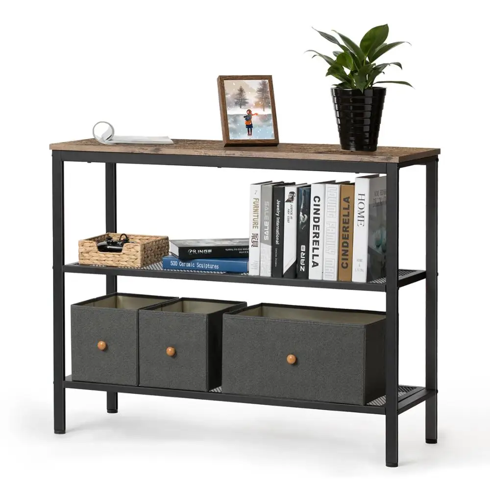 

Console Entryway Table Sofa Table Industrial Side Table with Storage Shelves for Living Room Corridor and Bedroom