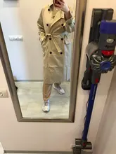 Marca del Reino Unido 2021 nueva moda Otoño/otoño Casual doble botonadura Simple clásico Trench largo con cinturón mujer Chic chaqueta