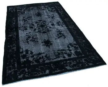 

160x253 Cm Black Handmade Over Dyed Rug-5x8 Ft