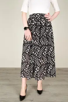 

Women Skirt High Waist Elasticized Patterned Chiffon