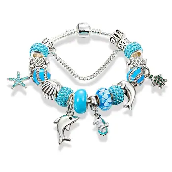 

Angemiel Blue Shades Star Dolphin Figured Charm Bracelet