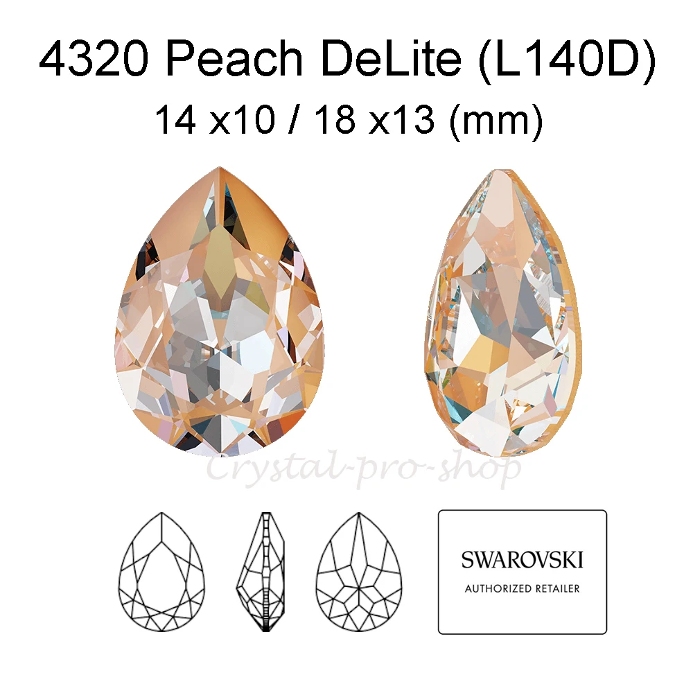 

Swarovski Elements Teardrop Fancy Stone Peach DeLite Lacquer Crystal Rhinestones