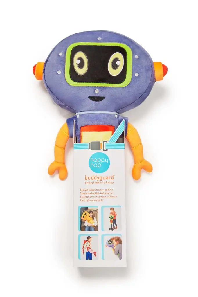

Happy Hop Buddyguard Seat Belt Pad, Robot Figured, Seat Belt Pad, Safe Sleep Support, Soft, plush Fabric, when the Robot