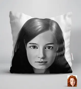 

Personalized Women 'S Charcoal Artistic Portrait Design White Yastık-11